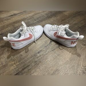 Nike Court Borough Low sneakers- white/pink leopard print Kid’s Size 5Y